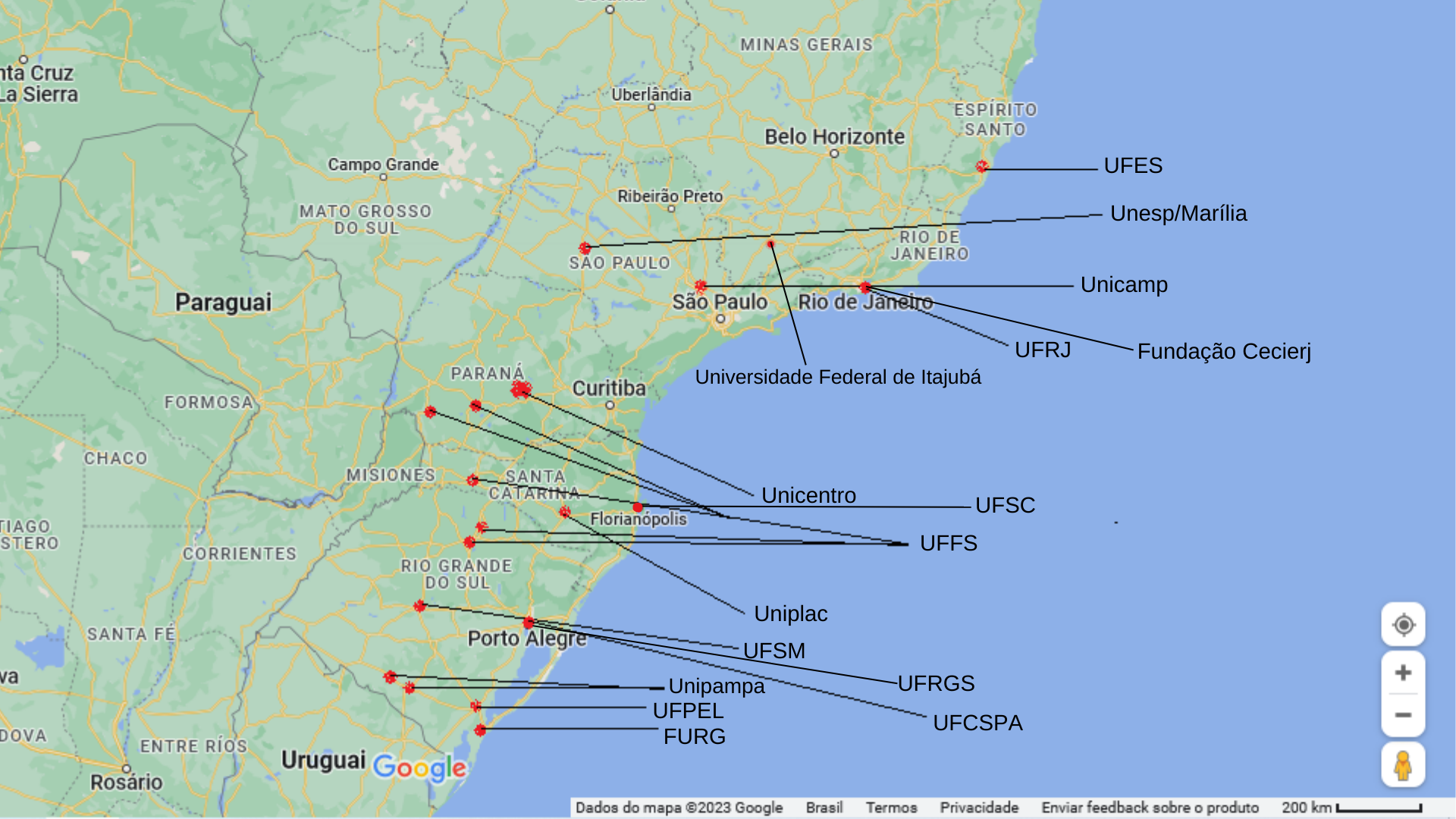 mapa das universidades no Brasil