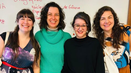 FLorencia coordenadora do congresso com Lia, Mirlene e Morgani